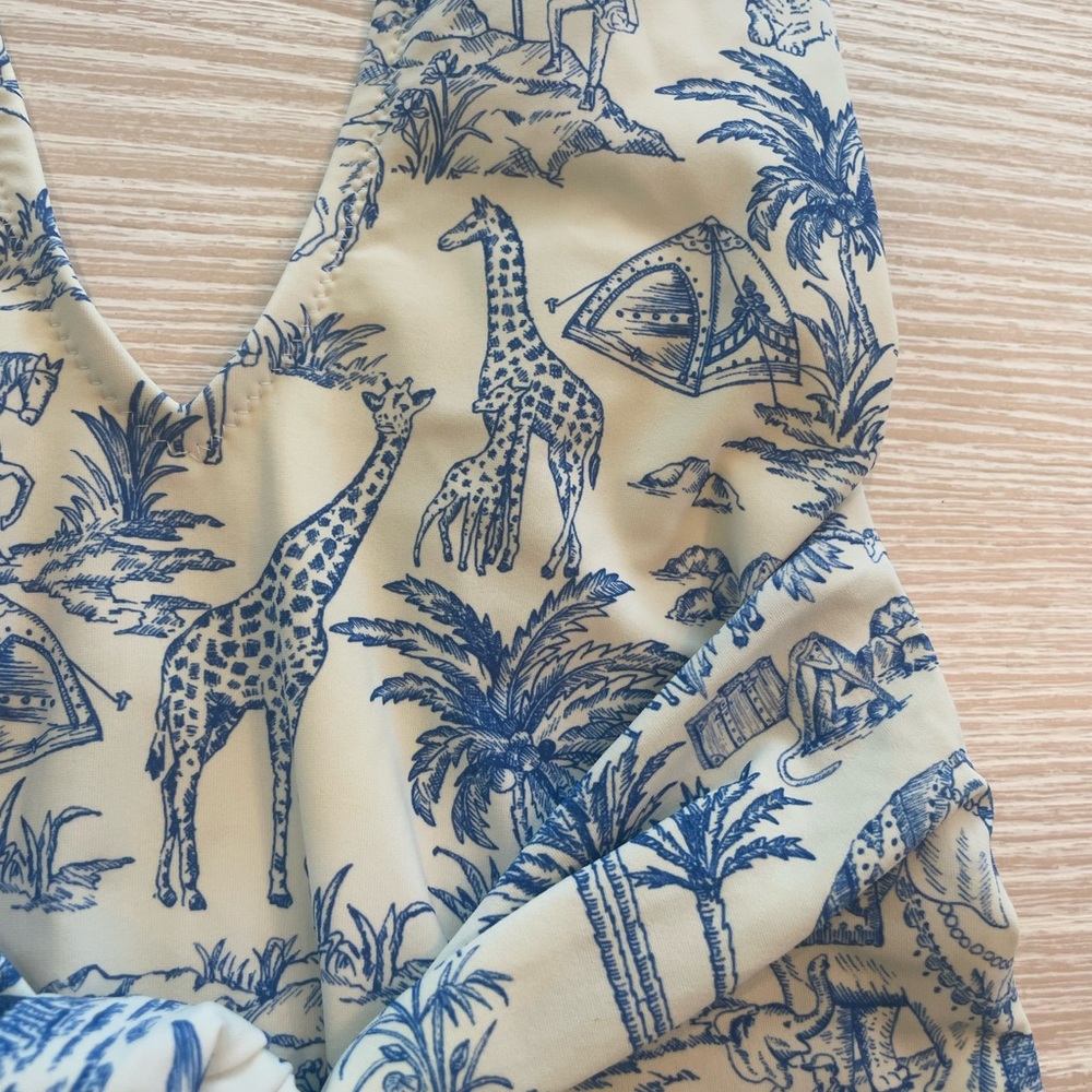 Tory Burch Blue and White Toile One-Piece Swimsuit - Picture 6 of 8